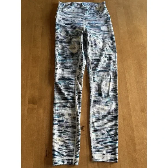 Lululemon Wunder Under Crop Hi-Rise Blurry Belle Size 4 Athletic Leggings Run