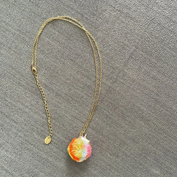 Claire’s Rainbow Unicorn PomPom Necklace