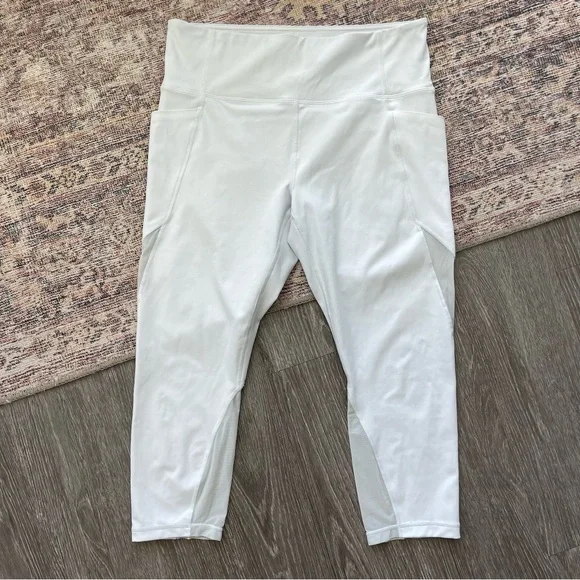 ATHLETA White Leggings Eclipse - Mesh Detail