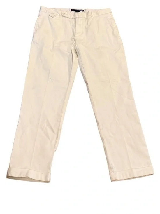 Ralph Lauren Sport Cropped Cuffed Chino Zip Fly Cotton Pants White 10