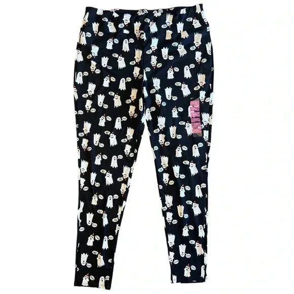 Feeling Festive Halloween Jet Black Ghost Leggings