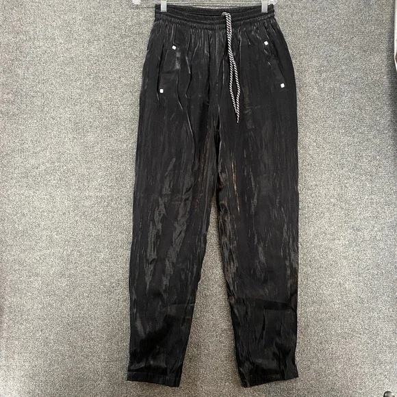 Jamie Sadock Pants Womens M Black Pull‎ On Tapered Joggers Athleisure 90s Golf