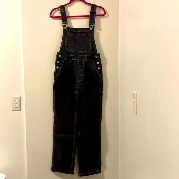 NWT WEWOREWHAT women’s size 2 straight tapered adjustable long overall jeans
