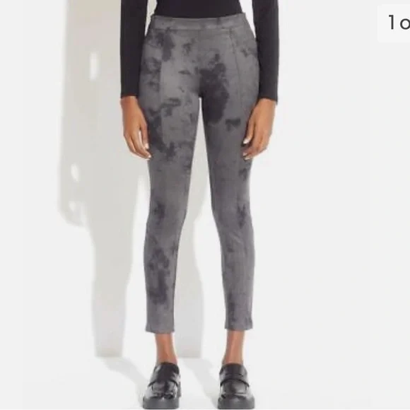 TAHARI Faux Leather jegging Tie Dye Olive Green Black size medium