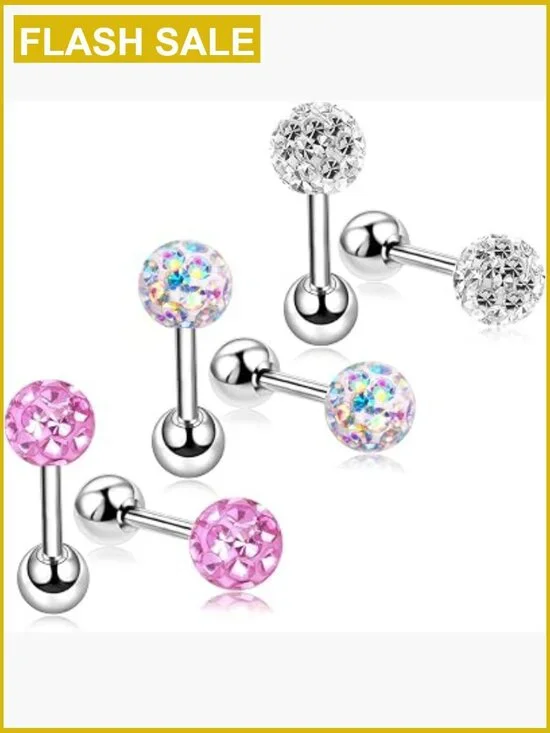 20G Stud Earrings Set for Girls Sensitive Ears with Screw on Safety Backs