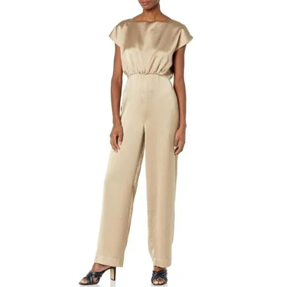 Trina Turk 'Shimai' Wide-Leg Satin Jumpsuit, Gold