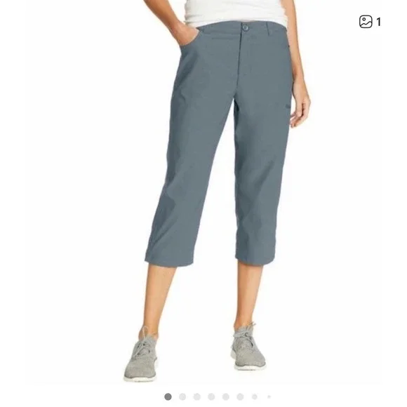 Eddie Bauer WR Tech Capri Pants‎ Blue Gray Womens 18 C1361054 Hiking Outdoor