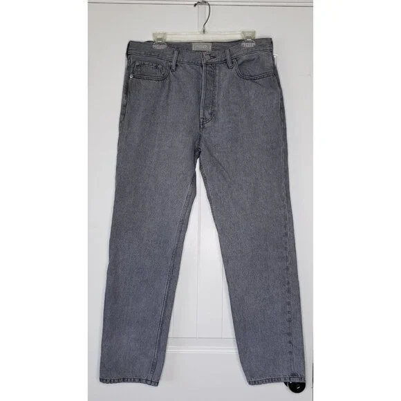 Everlane Relaxed Straight Leg Jean Womens 29 Long Gray Organic Cotton Button Fly