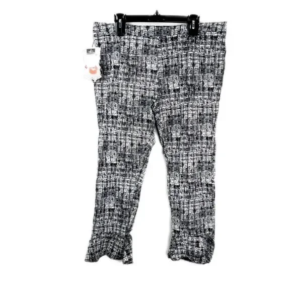 🆕 Crosshatch Ruffled Hem Cropped Pants Size XL