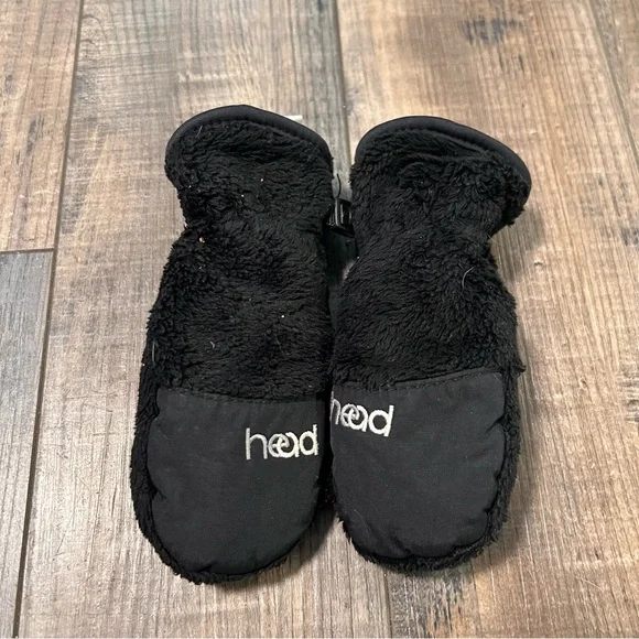 Head Kids Toddlers Mittens Size XXS Black Faux‎ Fur