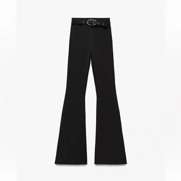 Zara Stylish Black Flared Pants with Belt
