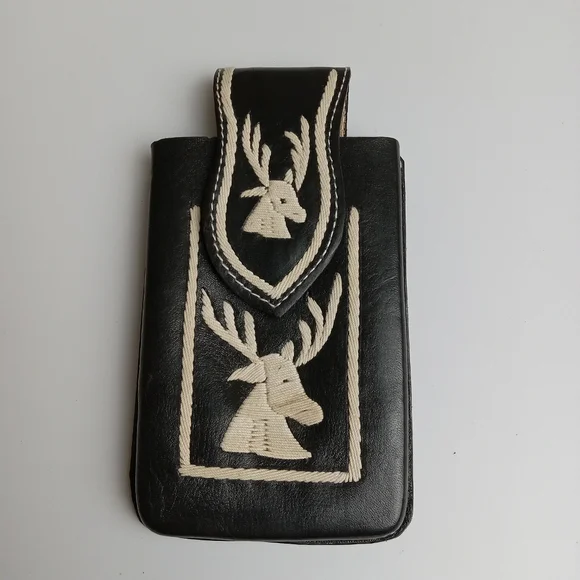 WESTERN LEATHER CELL PHONE CASE, FUNDA VAQUERA DE CUERO COWBOY RODEO PHONE CASE‎