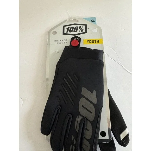 100% Brisker Youth Gloves XL Black Cold Weather MTB BMX Motocross‎ Cycling Bike