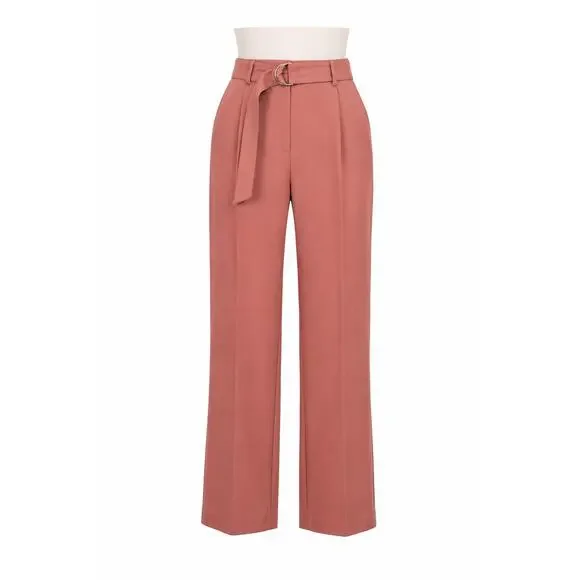 Alfani Mauve Belted Straight Leg Pants - Size 6 - NWT
