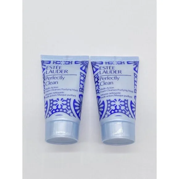 2 Estee Lauder Perfectly Clean Multi-action Foam Cleanser/ Purifying Mask, 1oz