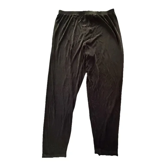 CHICOS Travelers Black Acetate Spandex Wide Leg Cropped Pants Size 2 Made in USA