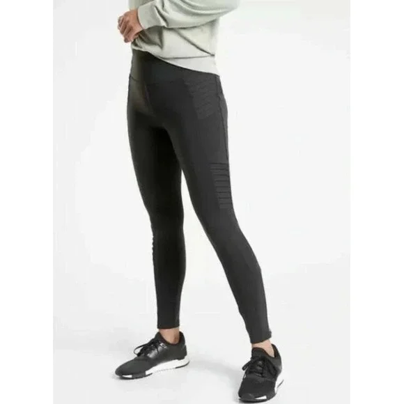 ATHLETA Delancey Moto Tight Women's SIZE XS Black Legging‎ Pockets Stretch Yoga