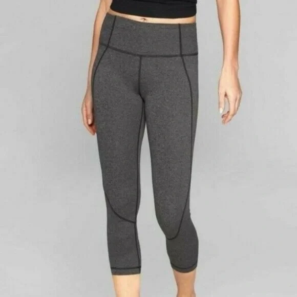 ATHLETA Salutation Heathered Charcoal Gray Crop Leggings 591375 Size L