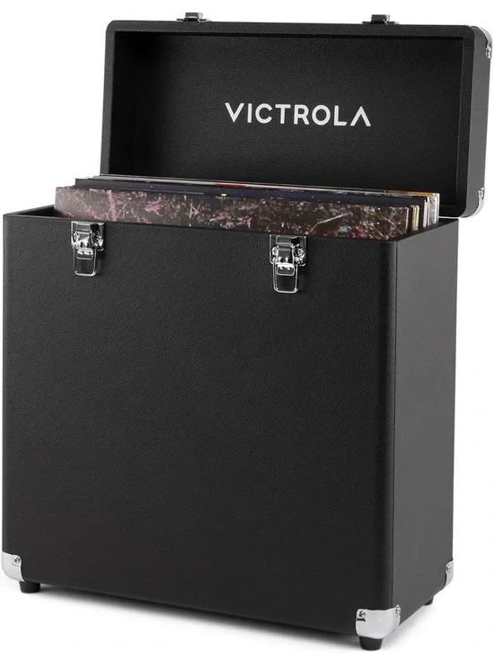 Black Vinyl Record Storage Case - Sturdy LP Organizer