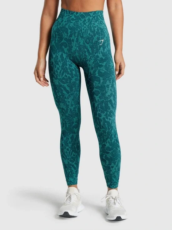 Gymshark Adapt Animal Seamless Leggings In Teal Butterfly Pattern Size S Active