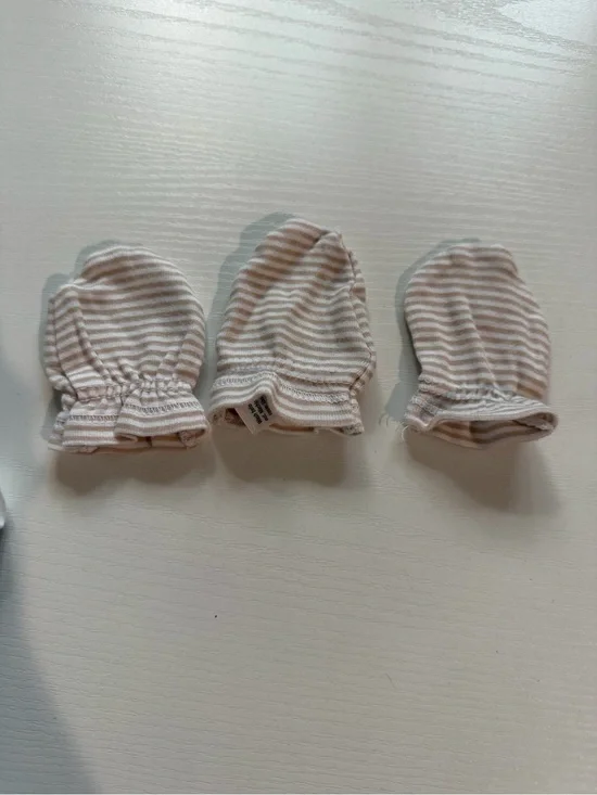 Gerber 3-Pack Baby Mittens - Beige Stripes