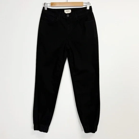 L'Agence Pants Womens 23 Black Mirabel Mid Rise Flight Pant Elastic Hem Cotton