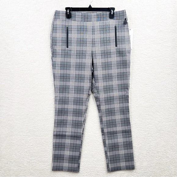 Calvin Klein Suit Plaid Stretch Pull On Women’s Pants Sz:16 NWT