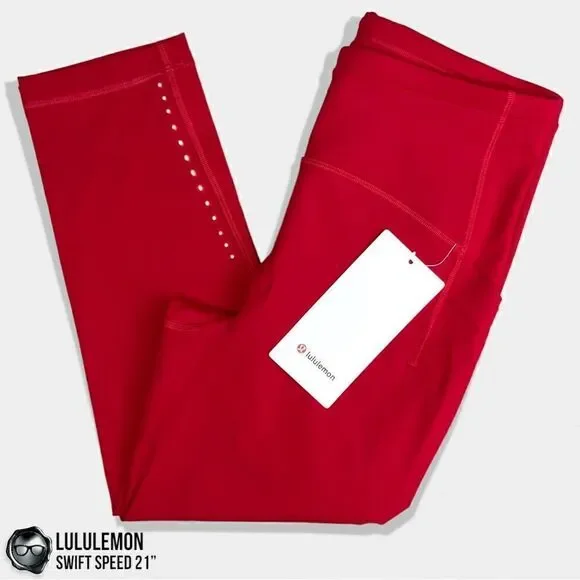 LULULEMON SWIFT SPEED HIGH-RISE 21” CROP DARK RED PETITE WOMEN’S SIZE 8 LEGGINGS