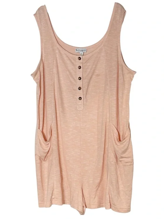 Koolaburra by Ugg Lightweight Knit Henley Rompers Size 3X Peach Pink Loungewear