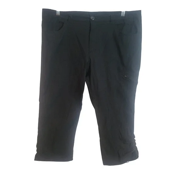 Eddie Bauer Womens Black Lightweight Capri Pants Hiking Outdoor Cargo Size 16