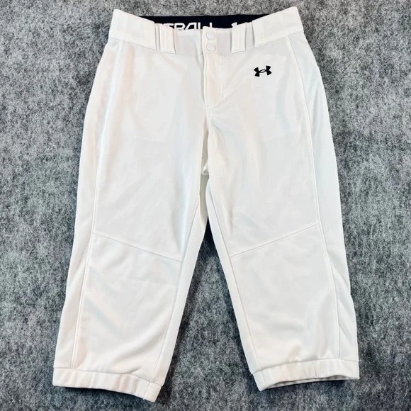 Under Armour Softball Pants Womens Medium White Cropped Athletic UA Fastpitch