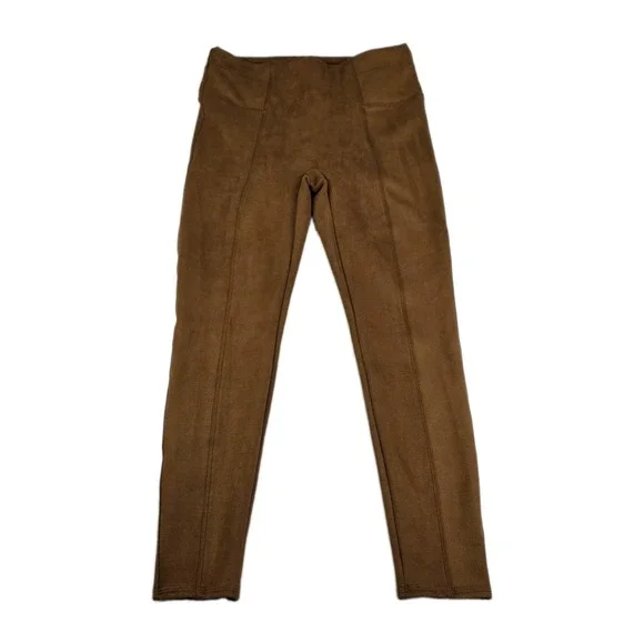 Spanx Pants Womens Size XL Brown Faux Suede Leggings 20322R