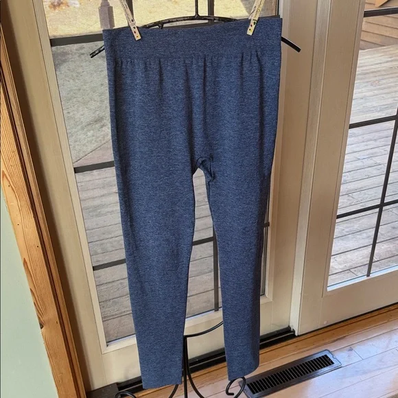 Womens High Waisted Fleece Lined‎ Leggings Heather Blue Marl Activewear Lounge