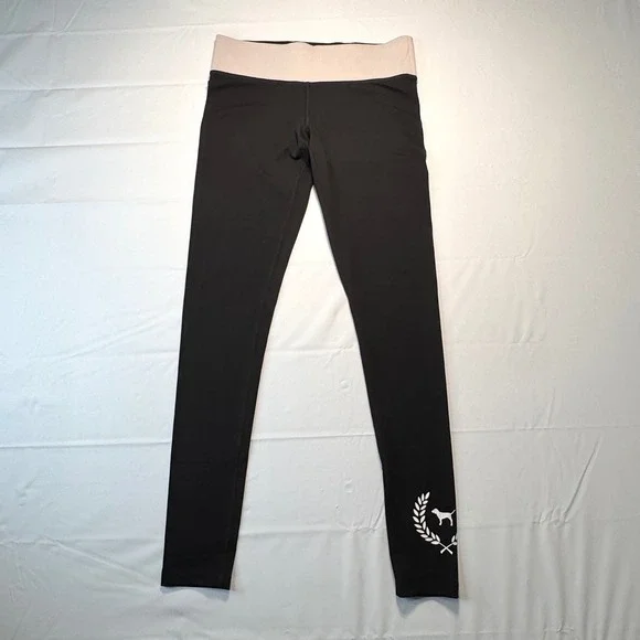 Victorias Secret PINK Yoga Pants Black Foldover Waistband Leggings Small