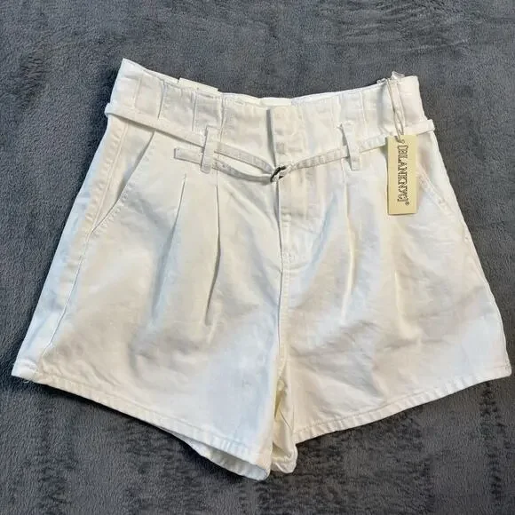 Blank NYC Womens Shorts‎ 27 White High Rise Denim Belt Classic Minimalist Preppy