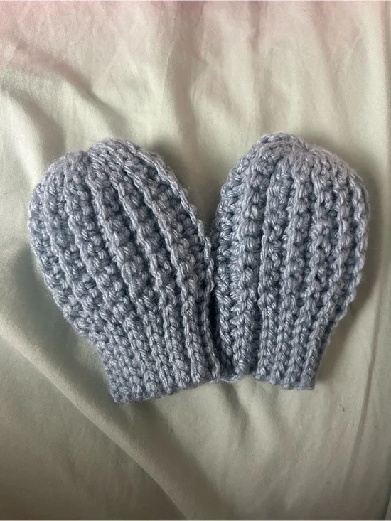 Light Blue Baby Crochet Mittens