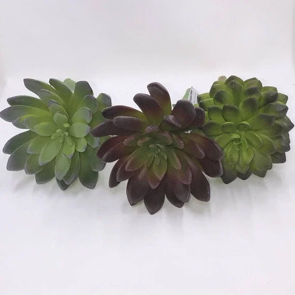 New 3 Pc Faux Succulent Picks Bouquet Fake Succulents Echeveria Pick