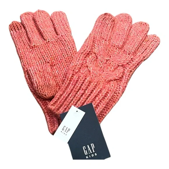 GAP Kids Cable Knit Tech Smart Gloves, Pink, NEW