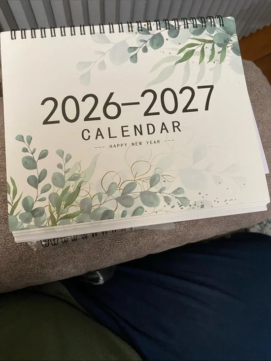 2026-2027 Standing Desk Calendar - Green Botanical with stickers