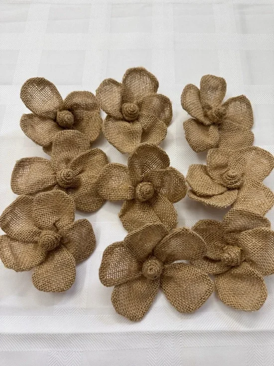 Natural Burlap Flower Accents - Tan Floral Décor