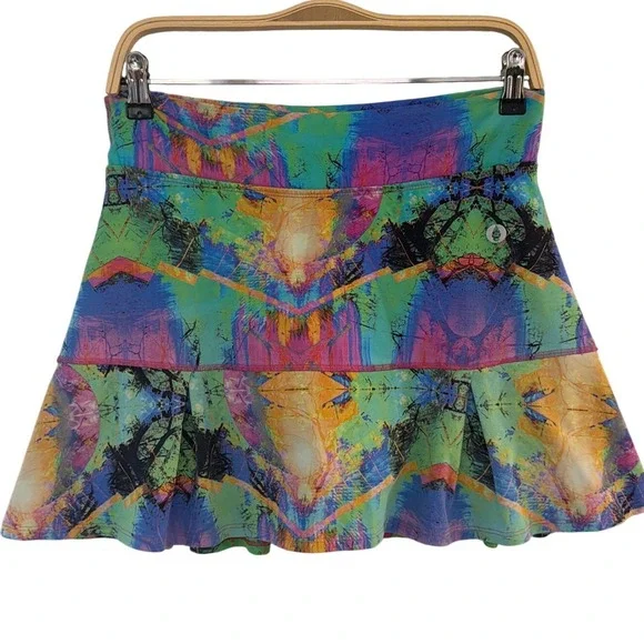 Dona Jo Skort Women Size 2 Abstract Print Activewear Tennis Skirt Pockets Lined