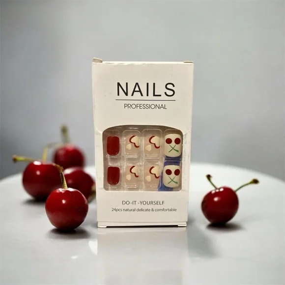 5️⃣Press On Nails Set | Cherry Hearts Design Or 5 For 25