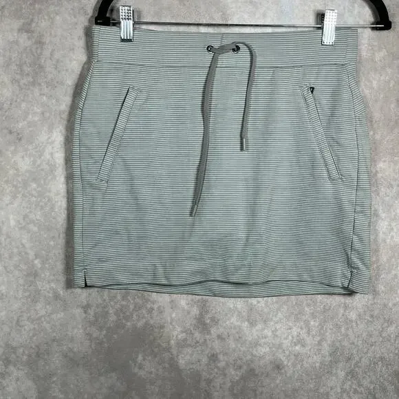 Athleta Modern Metro Midtown Skort Skirt Womens Size XS Gray Striped Drawstring‎