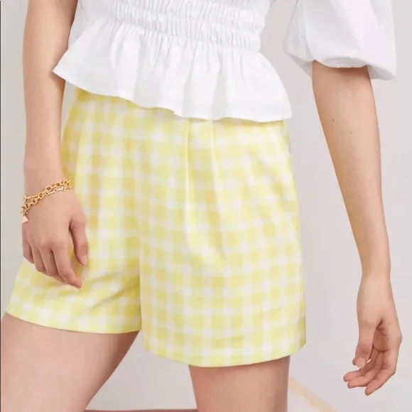 NWT Anthropologie Hutch Pleated Gingham Shorts