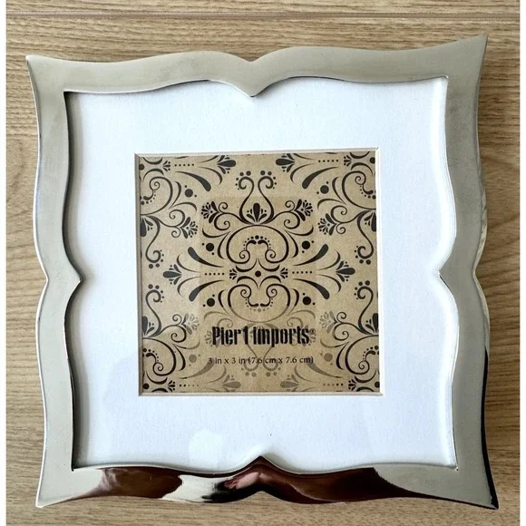 Pier 1 Imports Silver 3x3 Picture Frame Scalloped Quatrefoil Tabletop