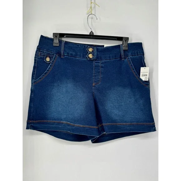 Cato's Denim Shorts Womens 18/20W Blue New High Rise Double Button Medium Wash