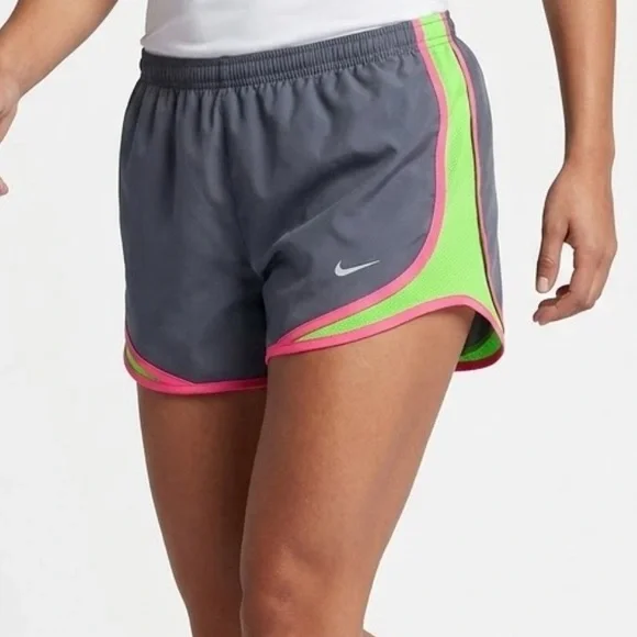 Nike Women's Gray Shorts with Pink and Green Accents