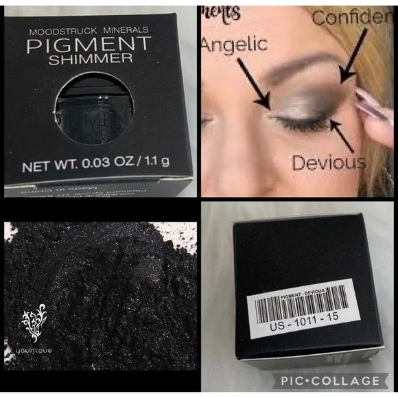 Younique Moodstruck Minerals Pigment Shimmer Eye Shadow Devious Black 0.03oz NEW
