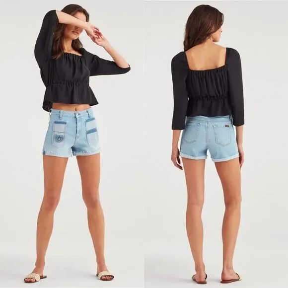 7 For All Mankind Jean Shorts 28‎ Patch Pocket NWT