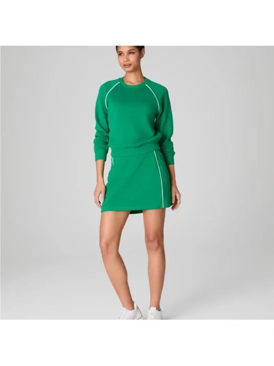 SPANX Green Athletic Mini Skort with White Side Piping